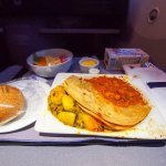 United UA2 SIN SFO: Prata and Potato Curry Breakfast