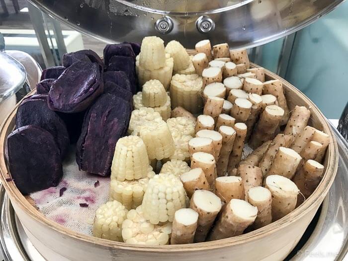 Air China Shanghai T2 Star Alliance Lounge Steam corn and sweet potato
